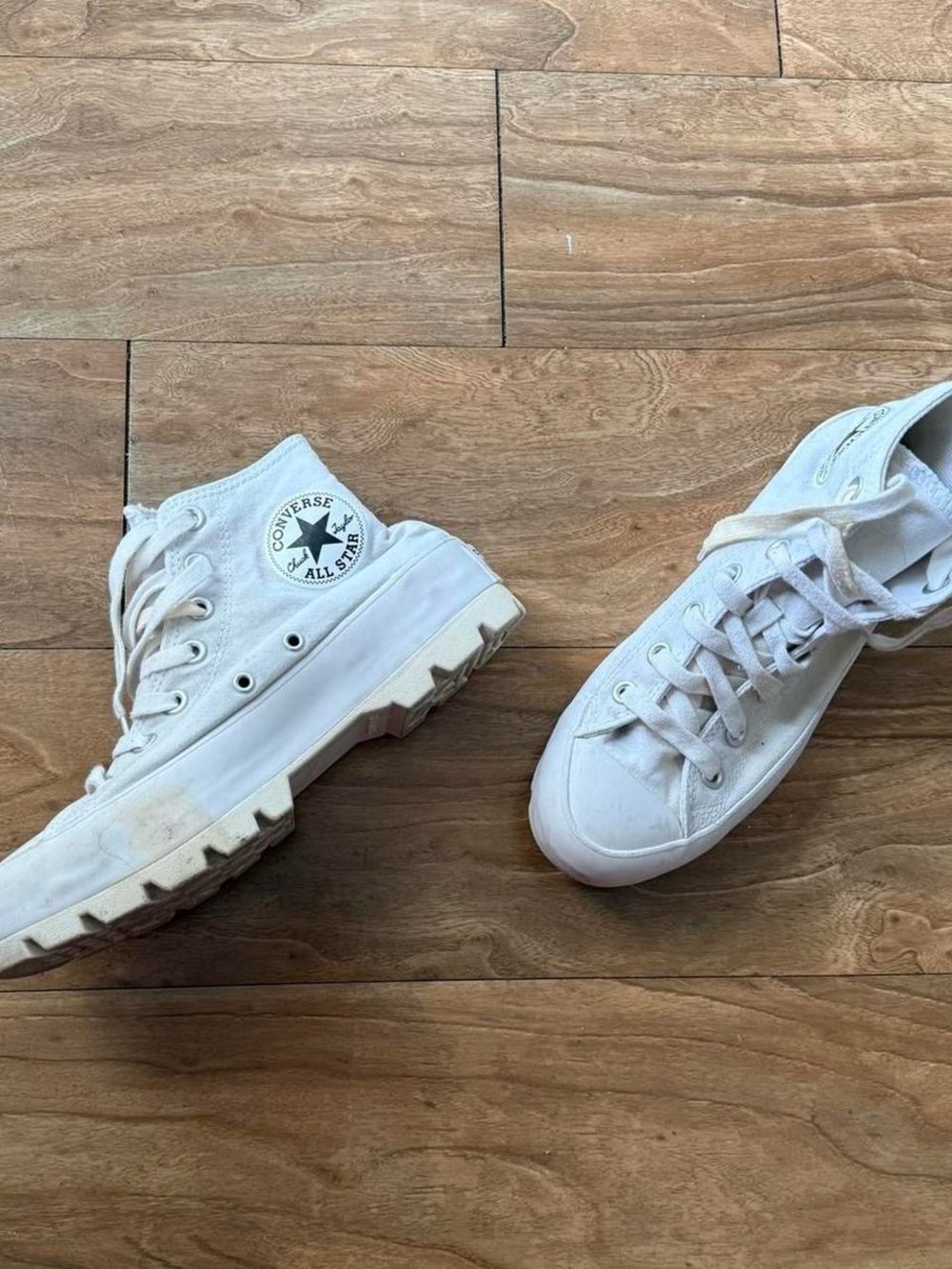 Converse White High-Top Platform Chuck Taylor Sneakers